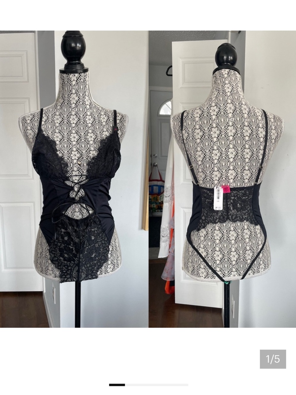 NWT Large La Senza Lace Up Teddy Chemise Bodysuit lingerie.